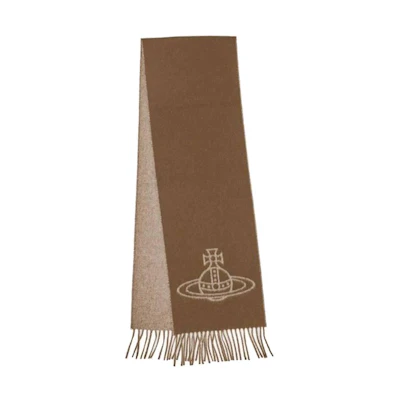 (Women) Vivienne Westwood Fashion Wool Scarf - Elegant & Warm in Camel Color. 81030006W0023C405