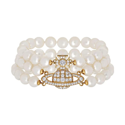 (Women) Vivienne Westwood Graziella Three Row Pearl Bracelet - Brass 6103006902R143R143