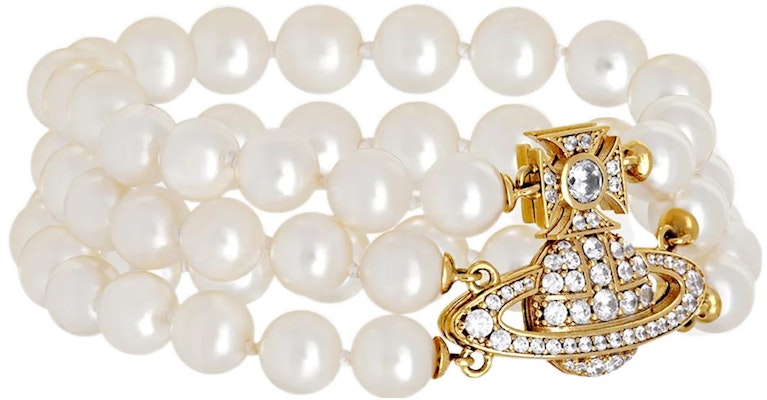 (W) 薇薇安·韋斯特伍德 Graziella 三排珍珠手鏈 - 黃銅 6103006902R143R143 Lookbook (W) 薇薇安·韋斯特伍德 Graziella 三排珍珠手鏈 - 黃銅 6103006902R143R143