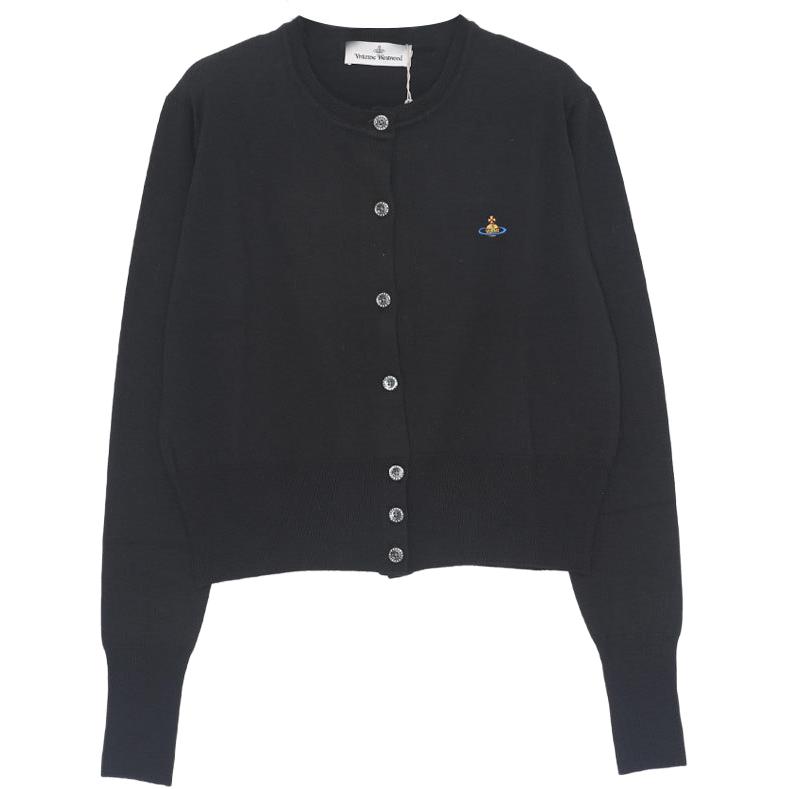 (Women) Vivienne Westwood  Logo Print Black Button-Up Knit Sweater. 1803002U-Y0006-N403