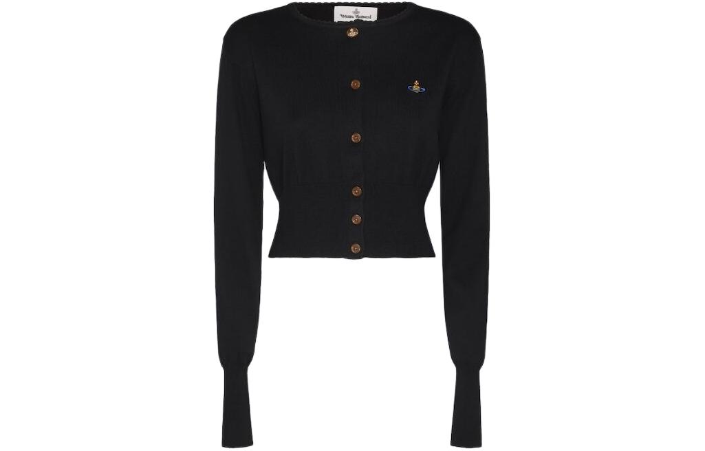 Order (W) Vivienne Westwood 黑色針織鈕扣上衣 Logo 印花毛衣。 1803002U-Y0006-N403