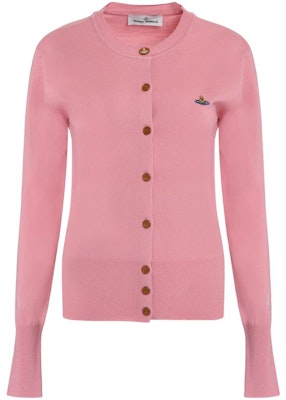 (Women) Vivienne Westwood Pink V-Neck Button-Up Long Sleeve Knitted Cardigan 2701000P-Y0006-G401 Order (Women) Vivienne Westwood Pink V-Neck Button-Up Long Sleeve Knitted Cardigan 2701000P-Y0006-G401