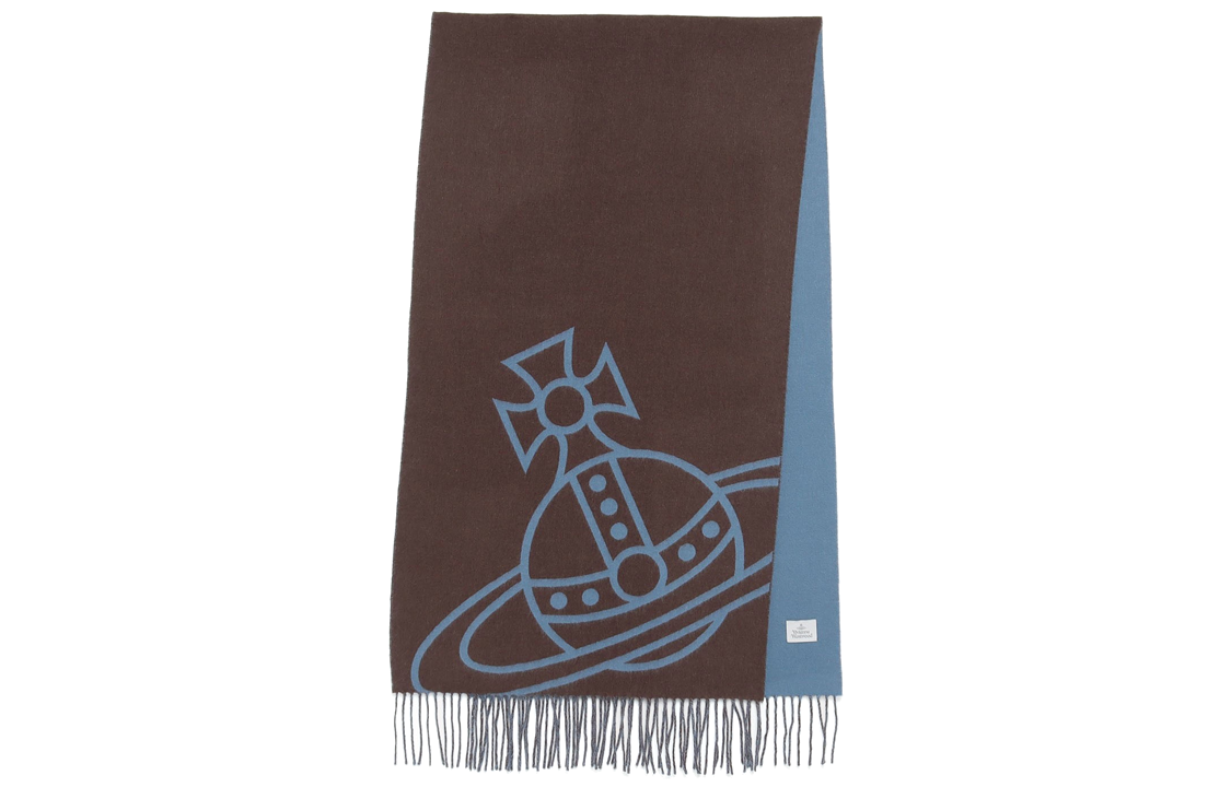 (Women) Vivienne Westwood  Reversible Wool Scarf Brown Blue 50542606505J
