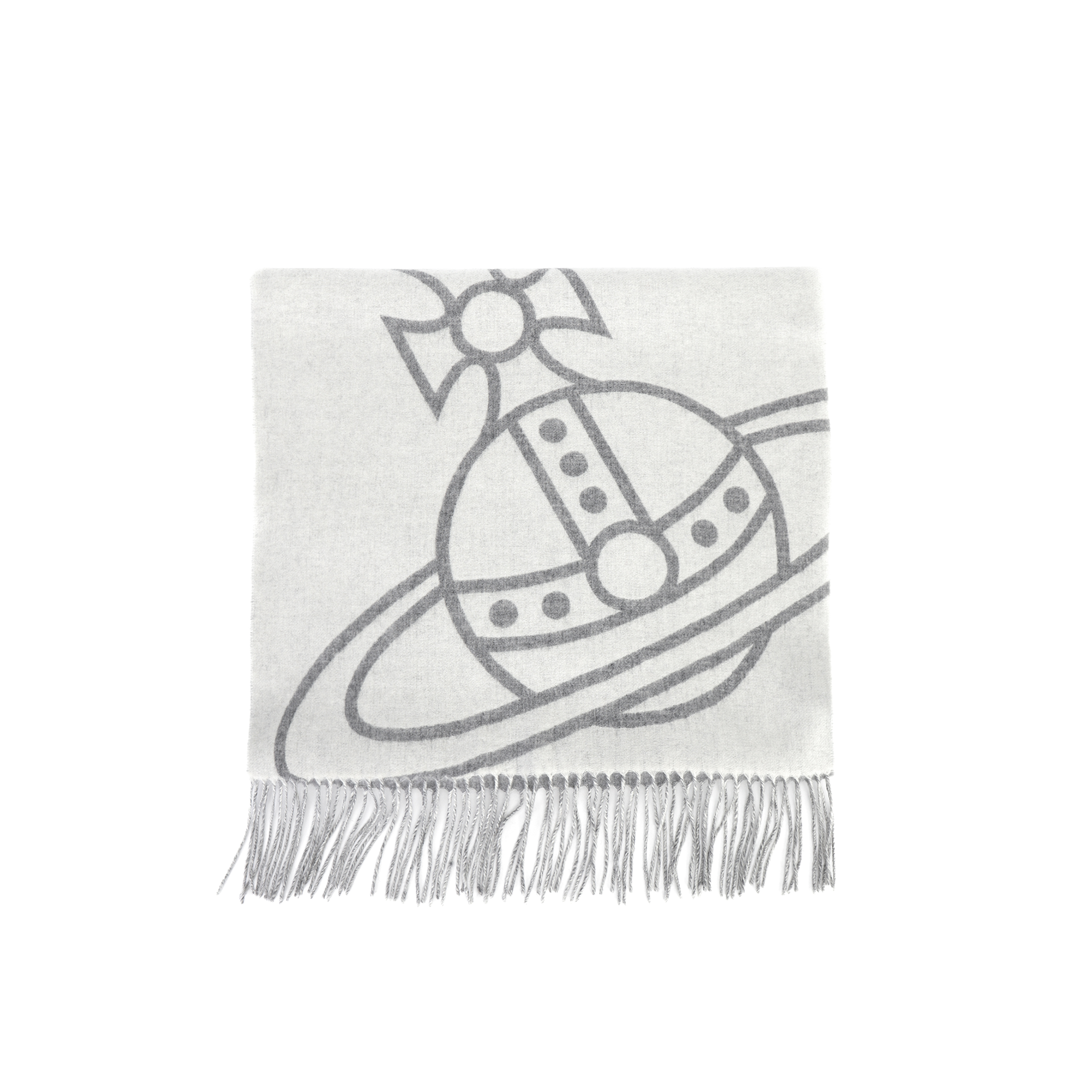 (Women) Vivienne Westwood  Reversible Wool Scarf Grey White. 505426065050