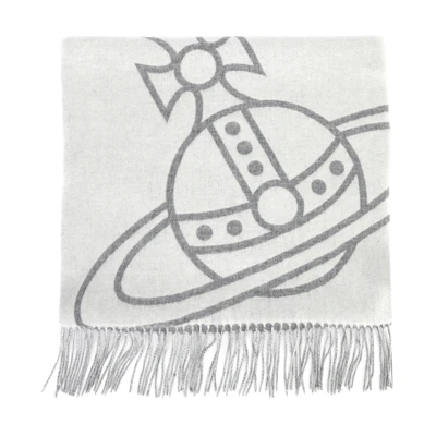 (Women) Vivienne Westwood Reversible Wool Scarf Grey White. 505426065050