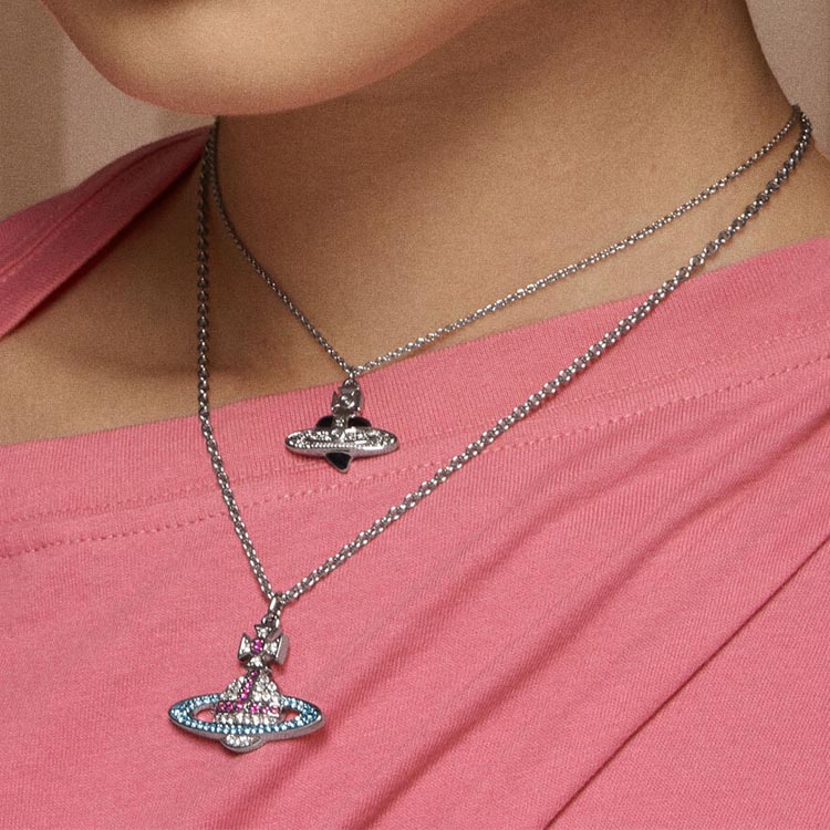 (Women) Vivienne Westwood  Silver Brass Necklace with Gemstone Detailing. 8050889844228 圖 3