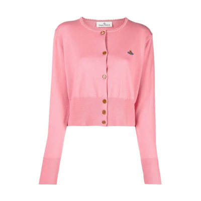 (Women) Vivienne Westwood Solid Color Knit Cardigan with Logo Embroidery. 1803002UY0006G401
