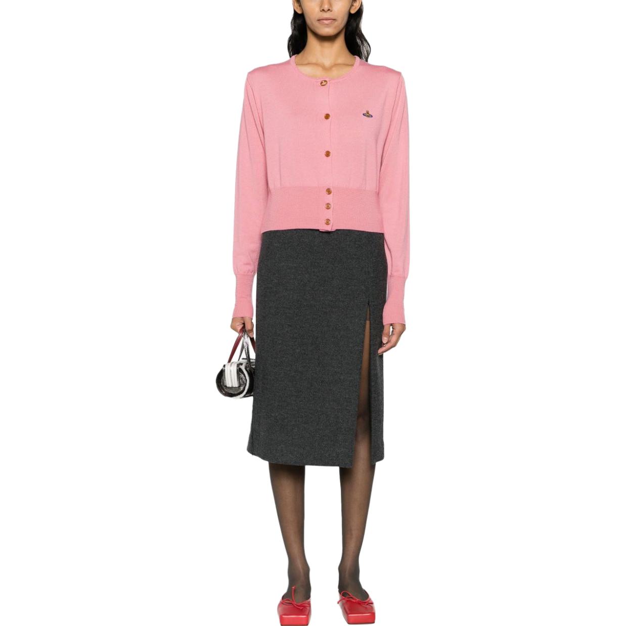 Lookbook (W) ヴィヴィアンウエストウッド ロゴ刺繍入り無地ニットカーディガン 1803002UY0006G401