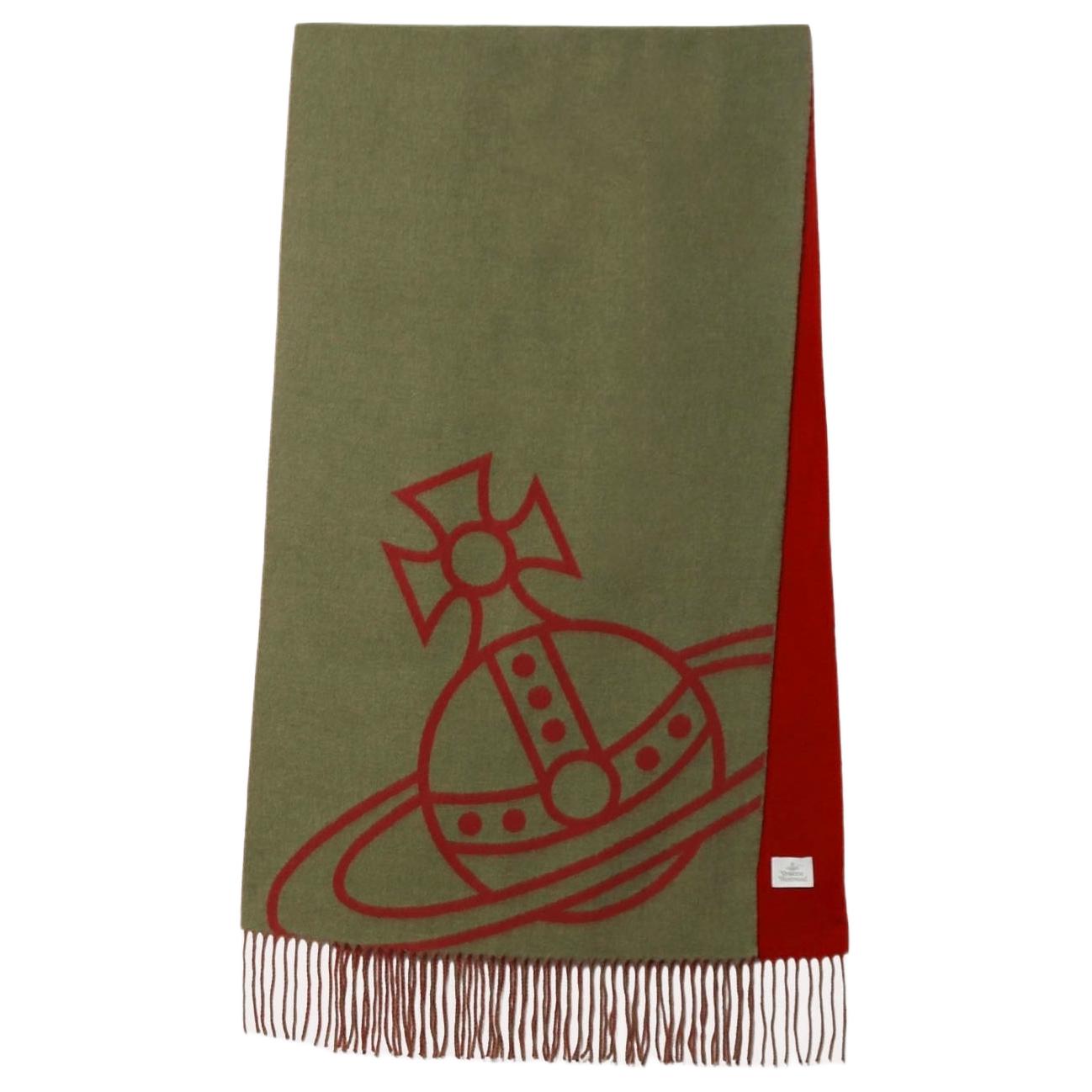 (Women) Vivienne Westwood  Wool Logo Embroidered Scarf Khaki Color 24-041-50104 55-00