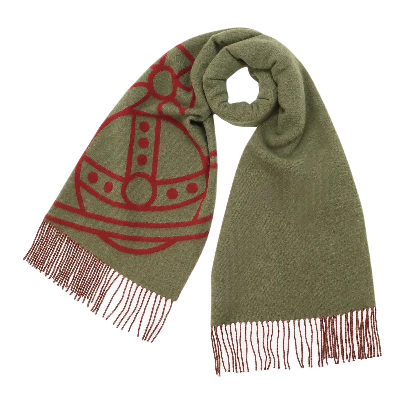 Lookbook (W) Vivienne Westwood Syal Wol Bordir Logo Warna Khaki 24-041-50104 55-00