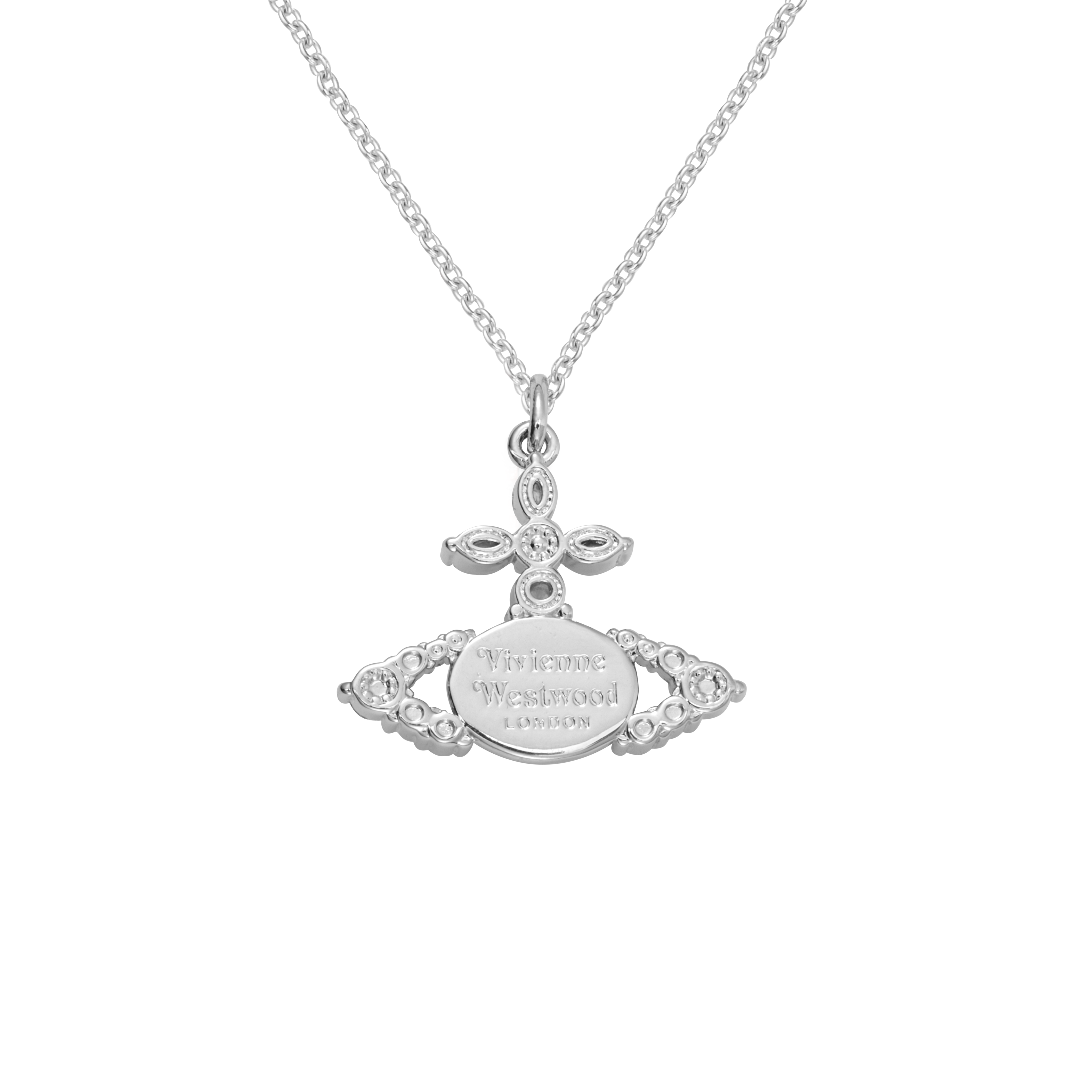 (Women) Vivienne Westwood Ada Cross Crystal Pearl Necklace Silver  Accessory 630203BQ02P373P373 圖 3