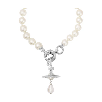 (Women) Vivienne Westwood ALEKSA Necklace Pearl Orb Saturn Pearl Necklace 6301011102P226P2261