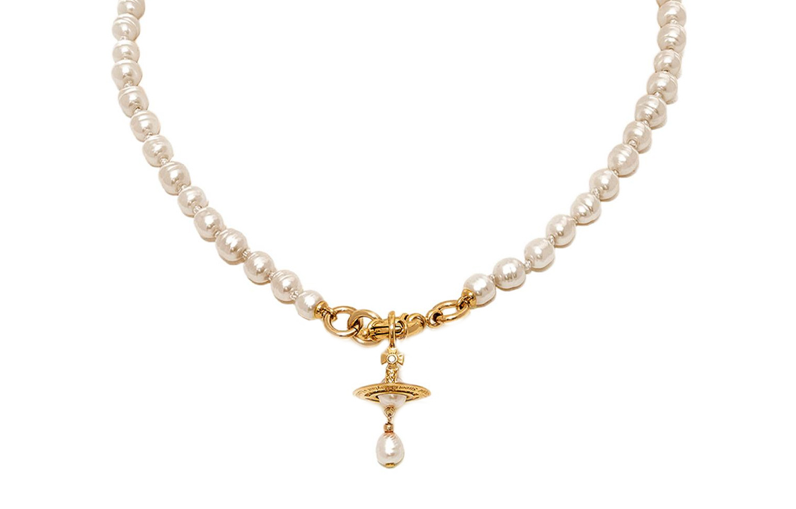 (Women) Vivienne Westwood Aleksa Pearl Saturn Pendant Necklace Gold - . 6301011102R496R496