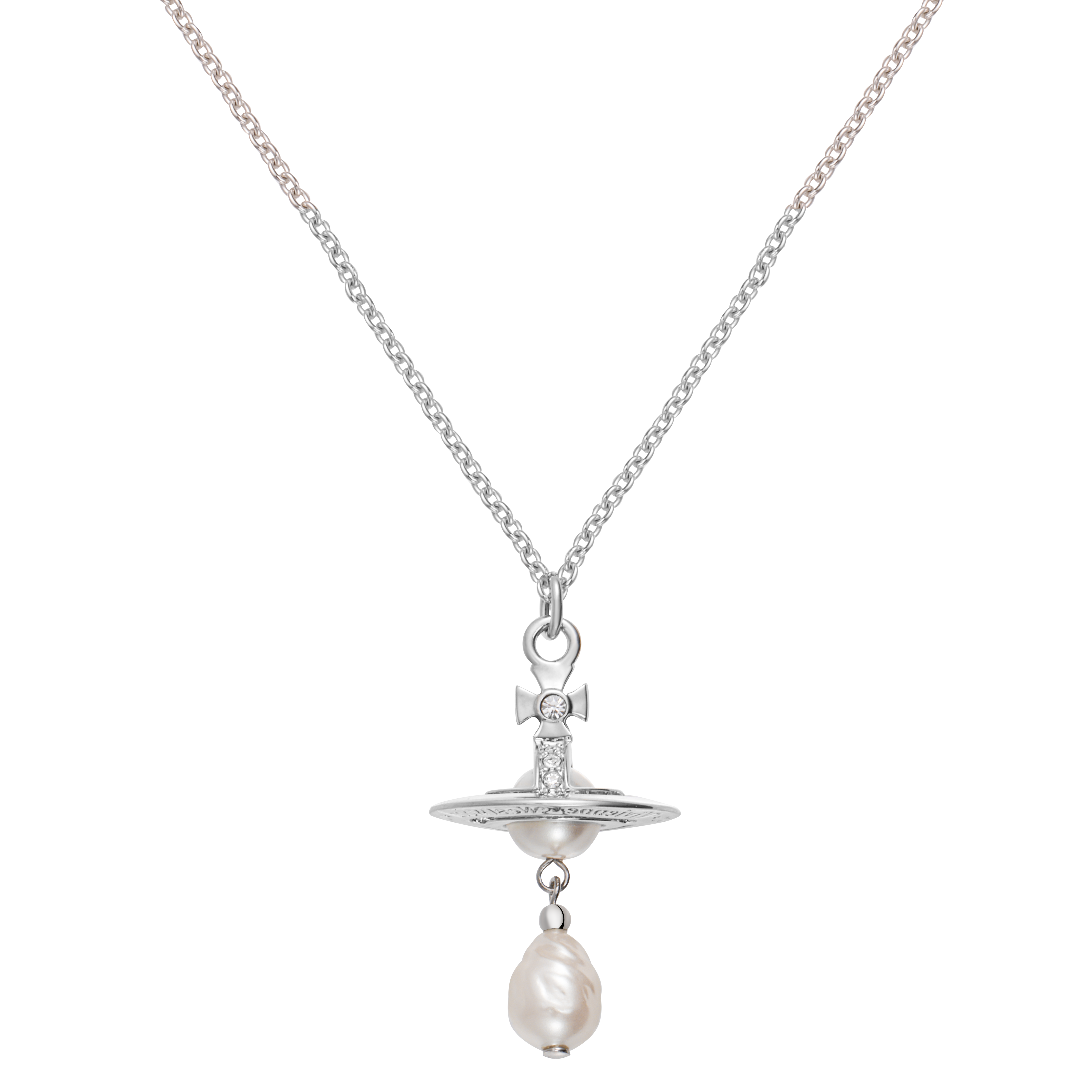 (Women) Vivienne Westwood ALEKSA Pendant Necklace Saturn Pearl Silver Chain  Jewelry 6302039302P226P226 圖 2