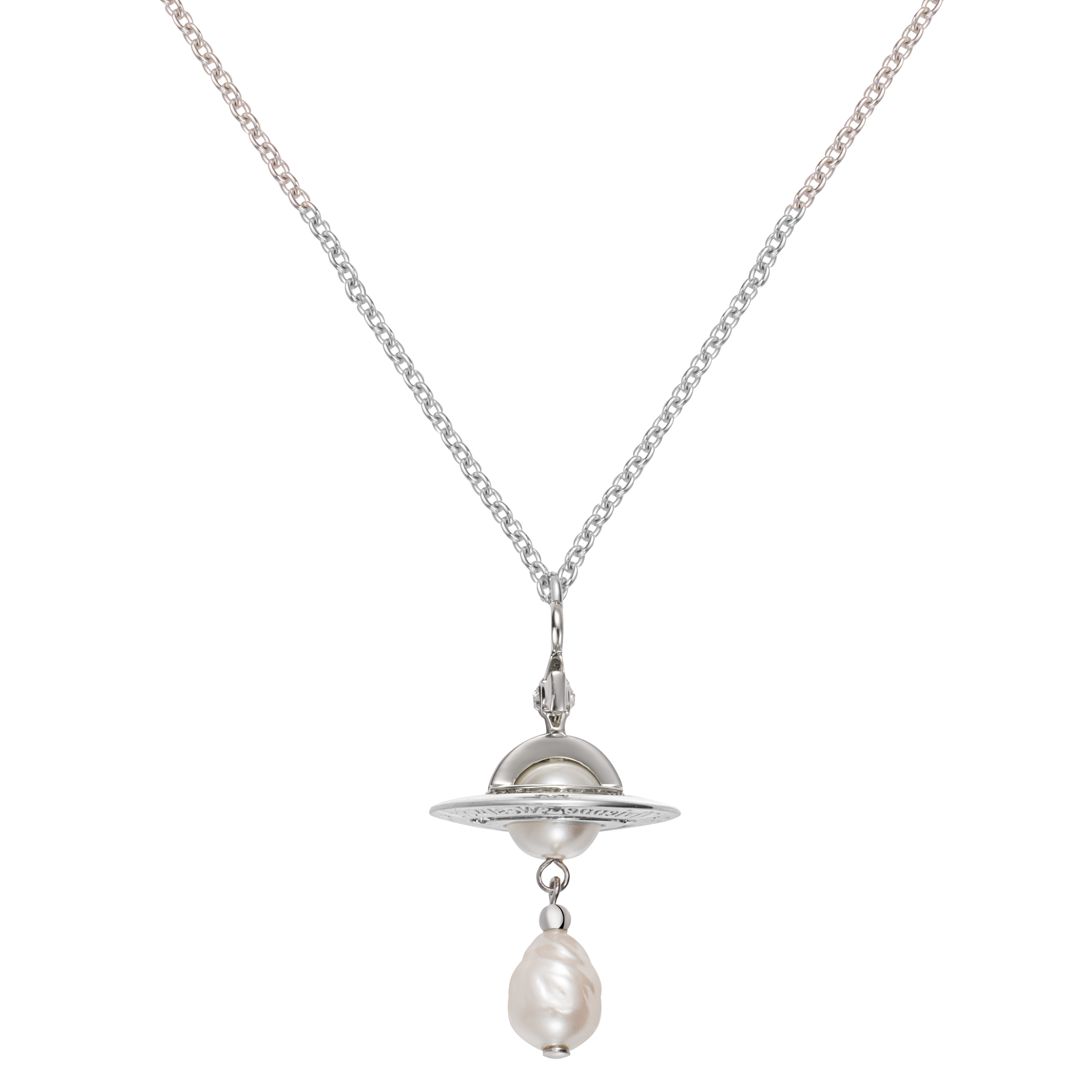 (Women) Vivienne Westwood ALEKSA Pendant Necklace Saturn Pearl Silver Chain  Jewelry 6302039302P226P226 圖 3