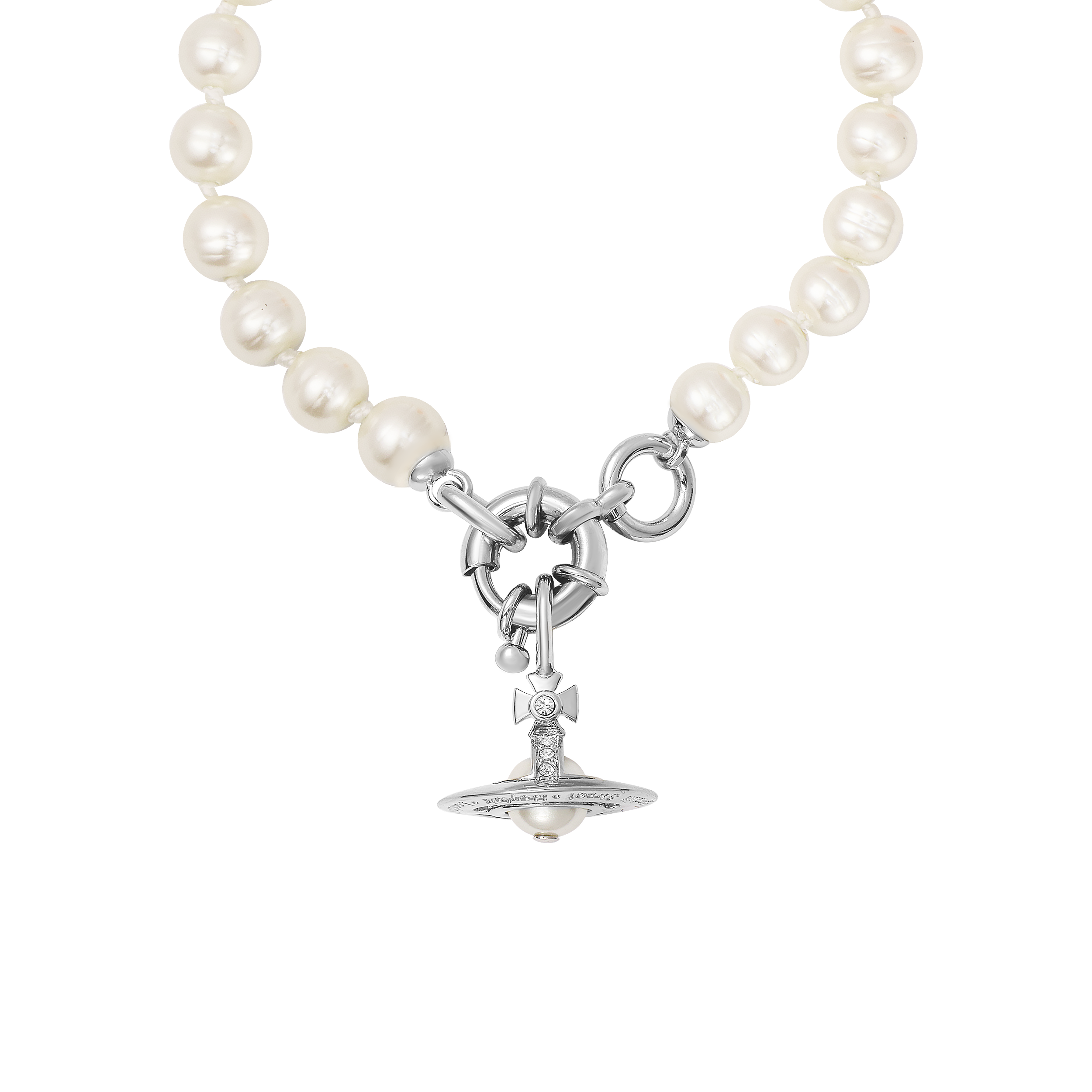 (Women) Vivienne Westwood ALEKSA Saturn Pearl Brass Bracelet Silver for Women. 6103006Q02P226P226 圖 4