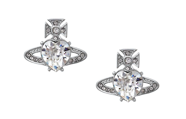 (Women) Vivienne Westwood Ariella Crystal Heart Brass Earrings Women Silver. 6201031T02P169P169 圖 2