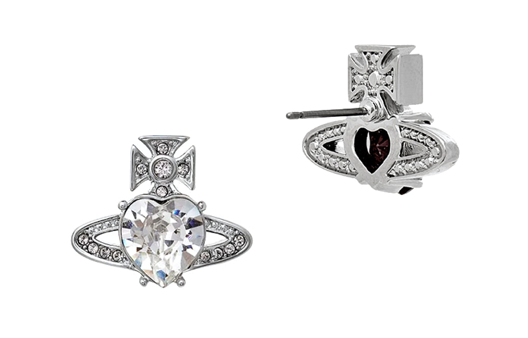 (Women) Vivienne Westwood Ariella Crystal Heart Brass Earrings Women Silver. 6201031T02P169P169 圖 3