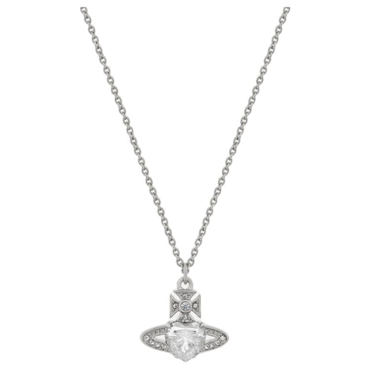 (Women) Vivienne Westwood Ariella Curved Design Brass Necklace White  Jewelry 8050889278849