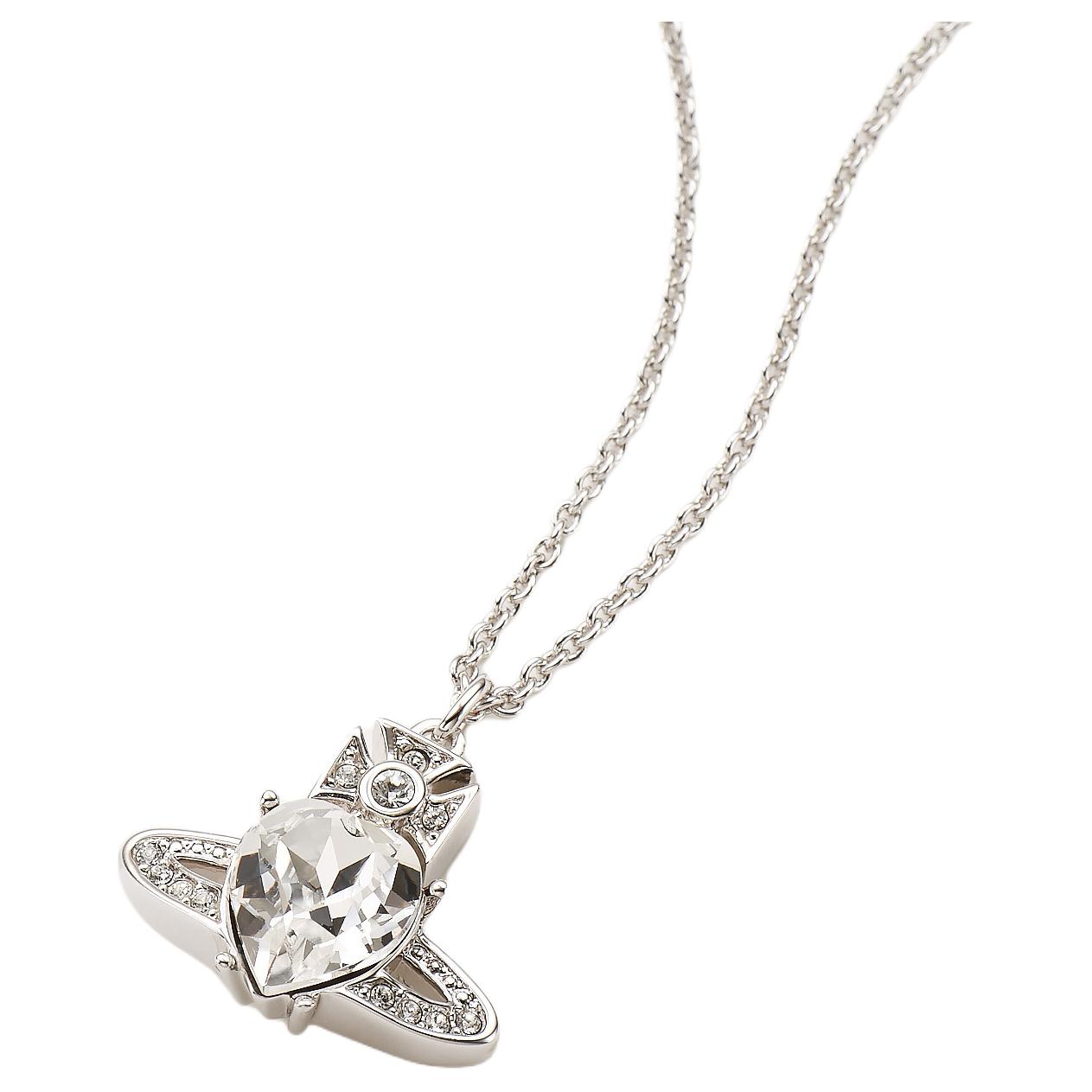(Women) Vivienne Westwood Ariella Curved Design Brass Necklace White  Jewelry 8050889278849 圖 3