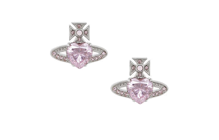 (Women) Vivienne Westwood Ariella Heart Saturn Earrings Pink Crystal/Silver for Women. 6201031T-02P459-CN 圖 2