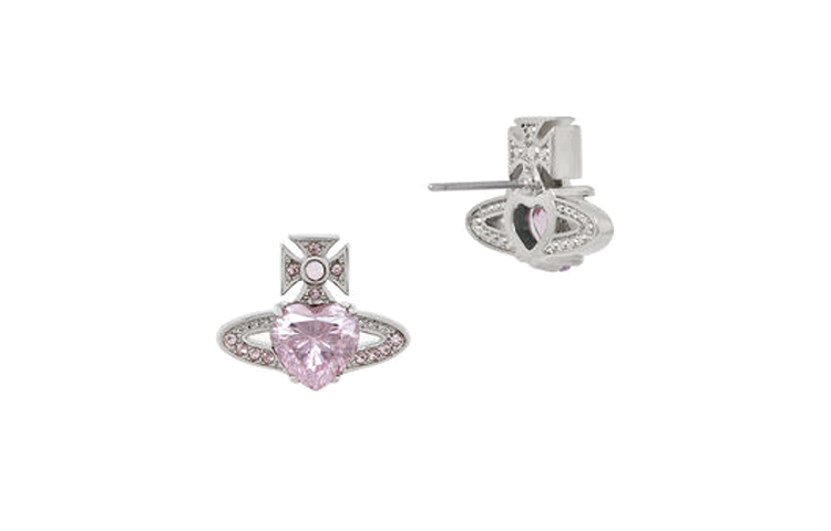 (Women) Vivienne Westwood Ariella Heart Saturn Earrings Pink Crystal/Silver for Women. 6201031T-02P459-CN 圖 3
