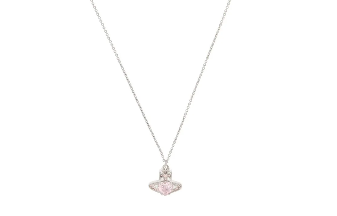 (Women) Vivienne Westwood Ariella Heart Saturn Pendant Necklace  Pink Diamond/Silver 6302038Y02P459CN