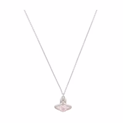 (Women) Vivienne Westwood Ariella Heart Saturn Pendant Necklace Pink Diamond/Silver 6302038Y02P459CN