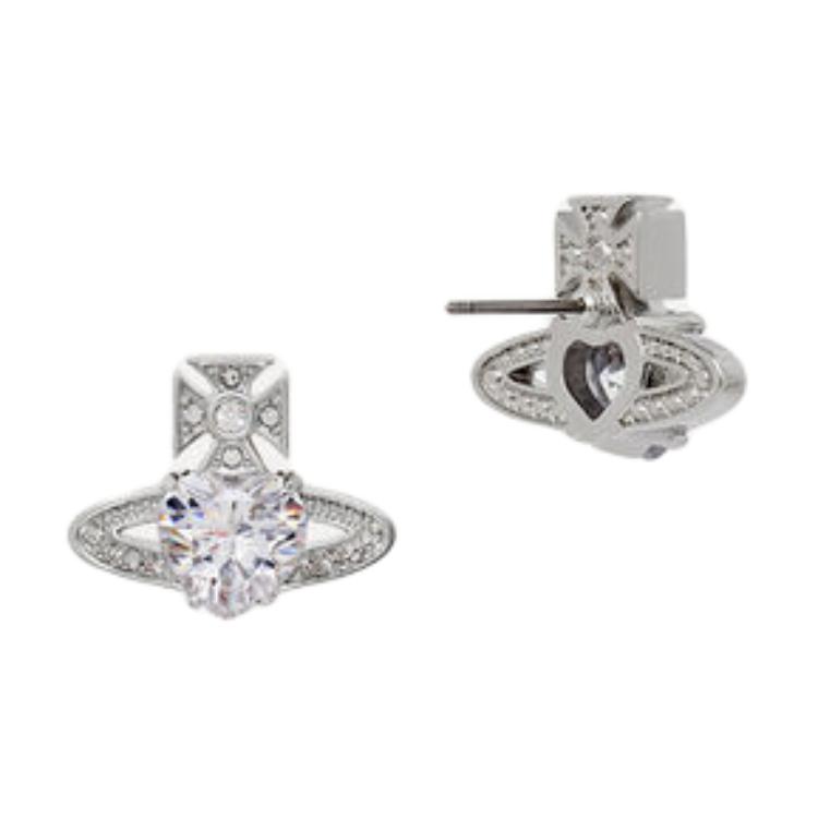 (Women) Vivienne Westwood Ariella Saturn Heart Design Brass Silver Earrings for Women 6201031T-02P169 圖 3