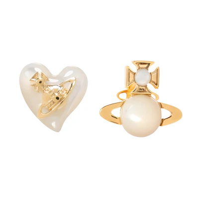 (Women) Vivienne Westwood Asymmetric Heart Design Brass Earrings Gold Jewelry 6201034302R273IM