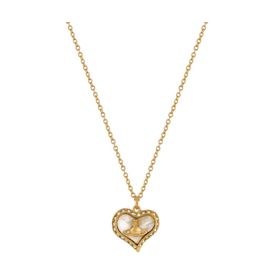 (Women) Vivienne Westwood Asymmetrical Heart Brass Necklace for Women - Elegant Design 6302010302R178R178