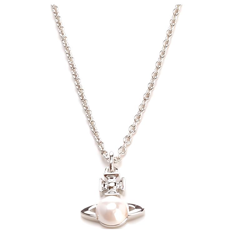 (Women) Vivienne Westwood Balbina Saturn Pearl Pendant Necklace Beige for Women 6302032302P118CNP118