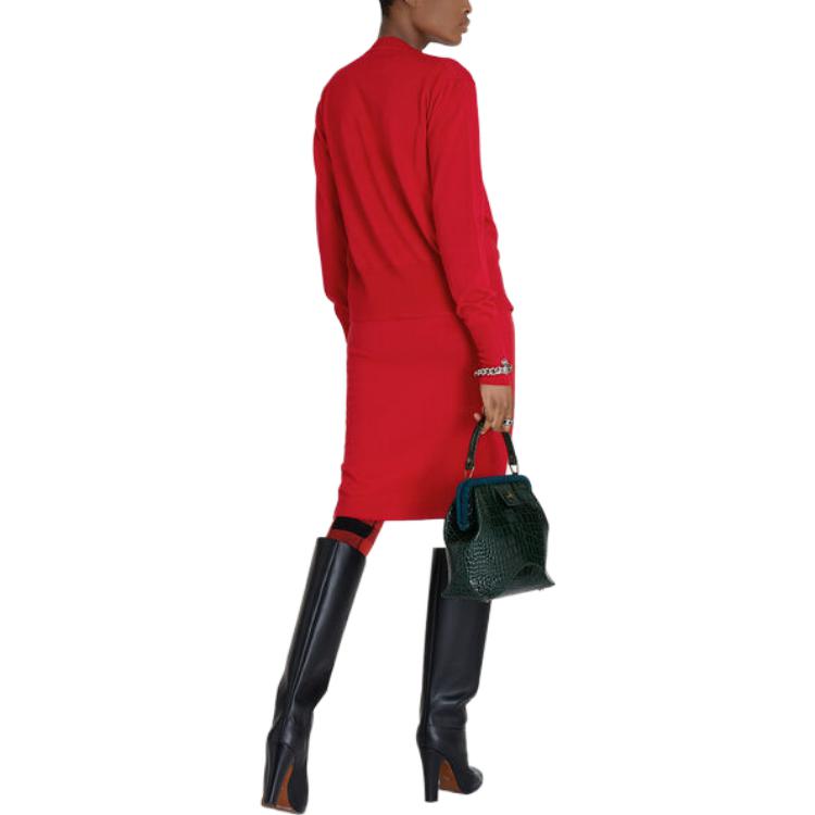 Purchase (W) Vivienne Westwood Bea Cardigan Rajut Sweater Merah dengan Kancing Depan 1803002PY001ARED