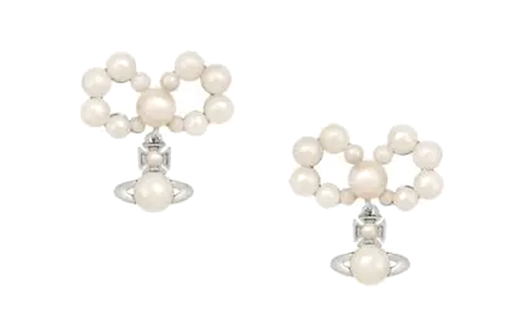 (Women) Vivienne Westwood Bowknot Rhinestone Embellished Earrings White Women 6203008602P103
