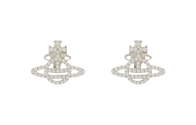 (Women) Vivienne Westwood Calliope Saturn 925 Silver Stud Earrings for Women - Silver. 6201003501P102SM