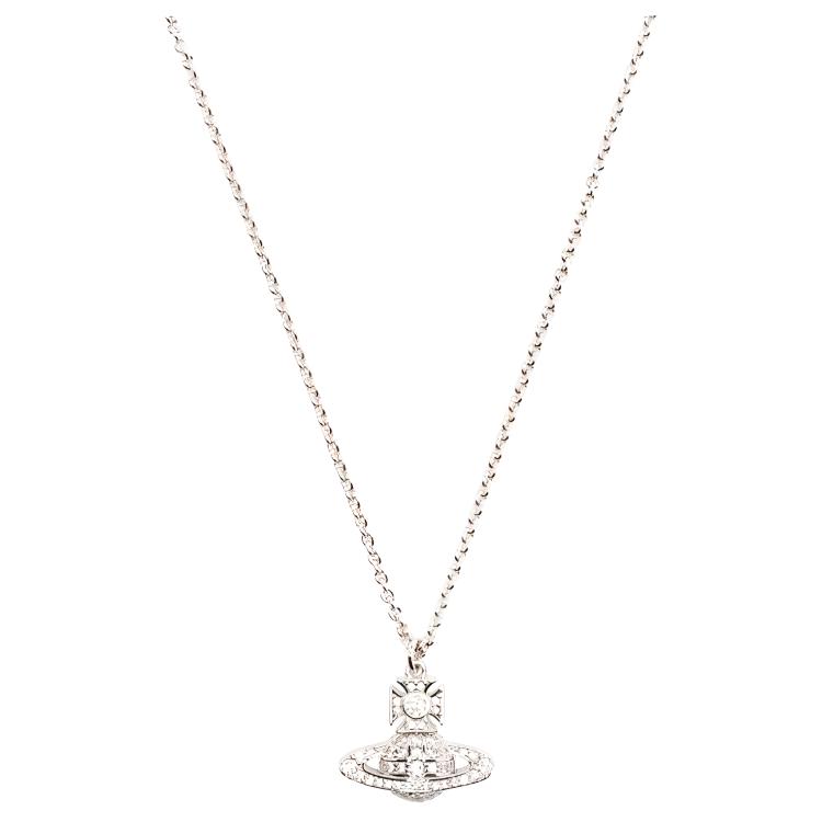(Women) Vivienne Westwood Carmela Embossed Pendant Brass Alloy Necklace Silver Ladies 630203BH-02P102