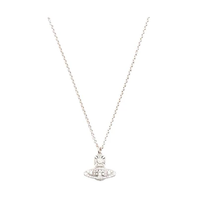 (Women) Vivienne Westwood Carmela Embossed Pendant Brass Alloy Necklace Silver Ladies 630203BH-02P102