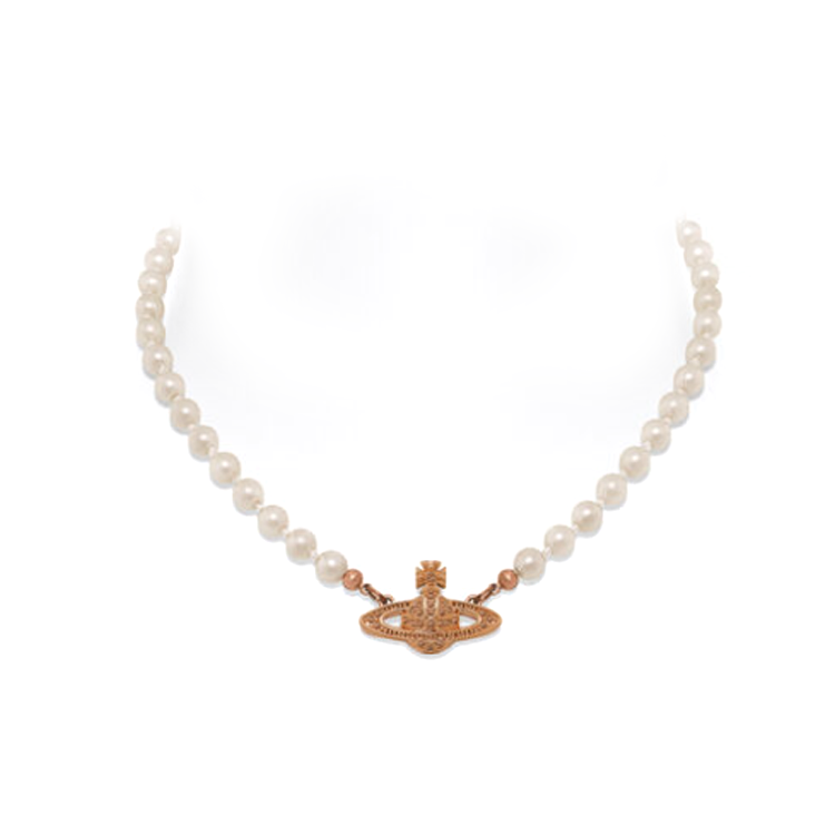 (Women) Vivienne Westwood Celestial Design Brass Swarovski Pearl Necklace Gold Women 8050568223337