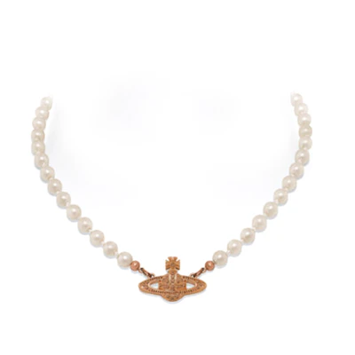 (Women) Vivienne Westwood Celestial Design Brass Swarovski Pearl Necklace Gold Women 8050568223337