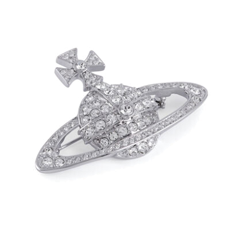 Lookbook (W) 薇薇安·魏斯伍德女性銀色天體設計胸針施華洛世奇水晶 8050889135081