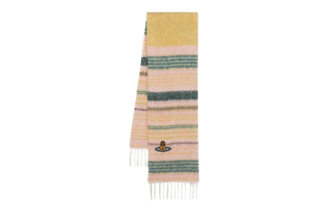 (Women) Vivienne Westwood Chunky Multi Stripe Embroidered Knit Scarf Multicolor Women 8103014FW00QMG401