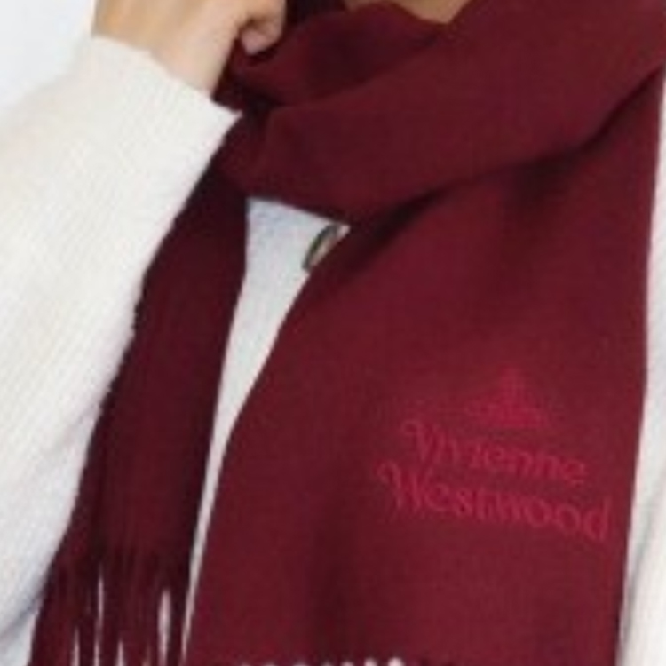 Shop (W) Vivienne Westwood 經典刺繡徽標流蘇紅色羊毛圍巾 女款 81030007-W001Z-I409