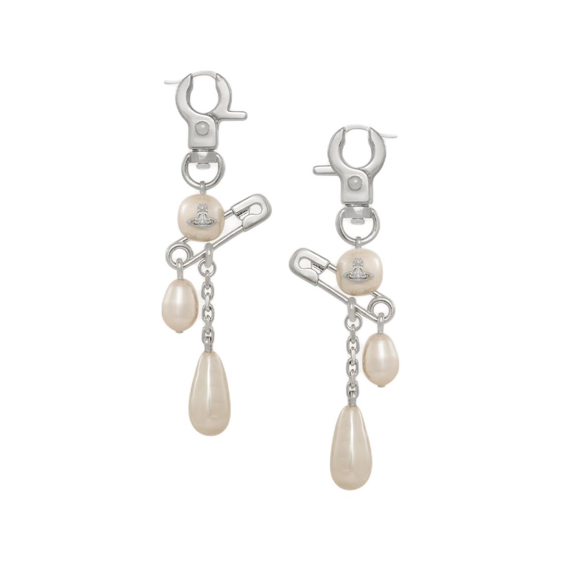 (Women) Vivienne Westwood Claude Saturn Pearl Safety Pin Pendant Earrings Silver Women 8050889954842 圖 3