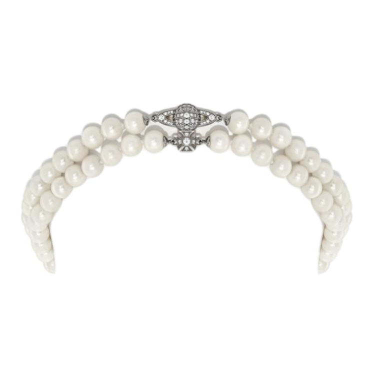 (Women) Vivienne Westwood Crystal Embellished Glass Pearl Necklace White (). 6303002102P132 圖 3