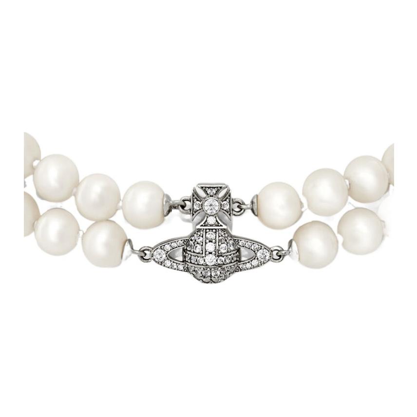 (Women) Vivienne Westwood Crystal Embellished Glass Pearl Necklace White (). 6303002102P132 圖 4