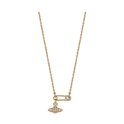 (Women) Vivienne Westwood Crystal Pendant Gold Brass Necklace for Women. 8050568260509
