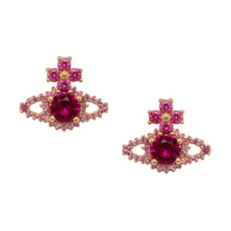 (Women) Vivienne Westwood Curved Design Brass Earrings for Women - Purple. 8050889742999 圖 2