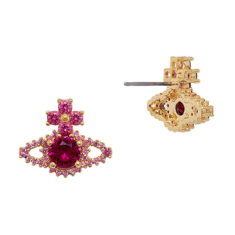 (Women) Vivienne Westwood Curved Design Brass Earrings for Women - Purple. 8050889742999 圖 3