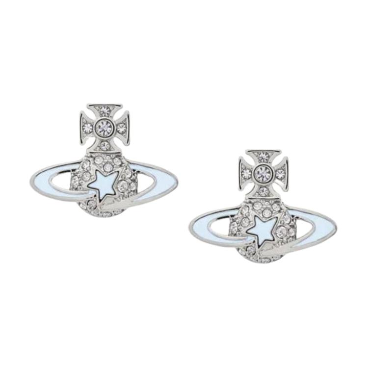 (Women) Vivienne Westwood Darlene Crystal Butterfly Back Brass Earrings Silver Women. 6201034902P410P410