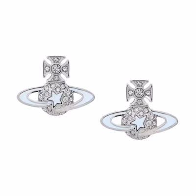 (Women) Vivienne Westwood Darlene Crystal Butterfly Back Brass Earrings Silver Women. 6201034902P410P410